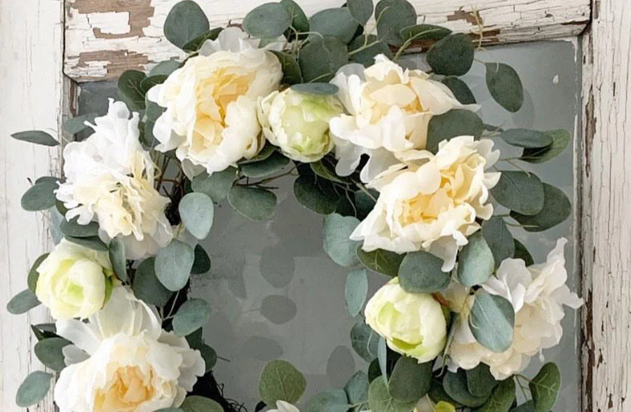 Peony and Hydrangea Wreath