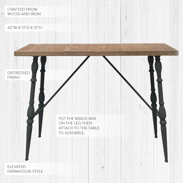 Wood and Iron Spindle Console Table