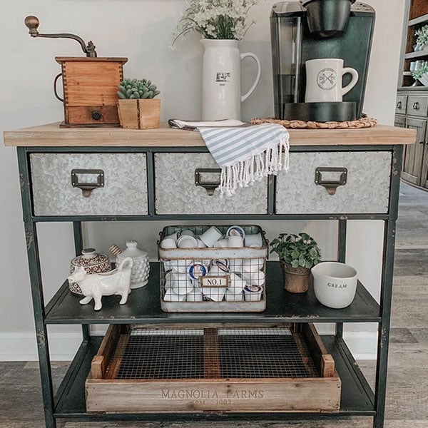Galvanized Console Table with Drawers