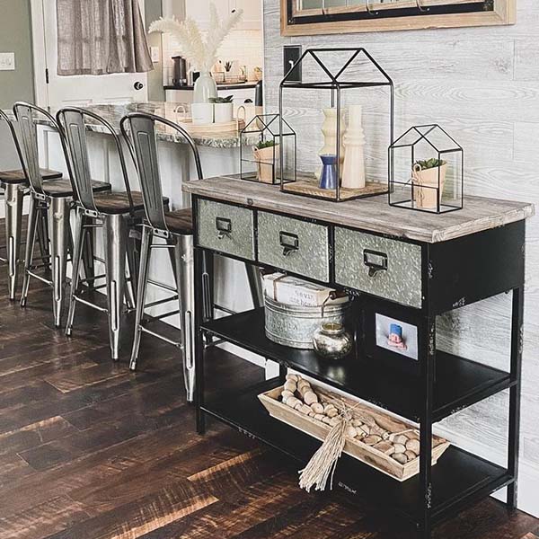 Galvanized Console Table with Drawers