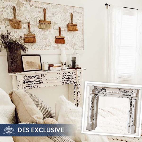 Extreme Distressing Whitewashed Mantel | DES Exclusive