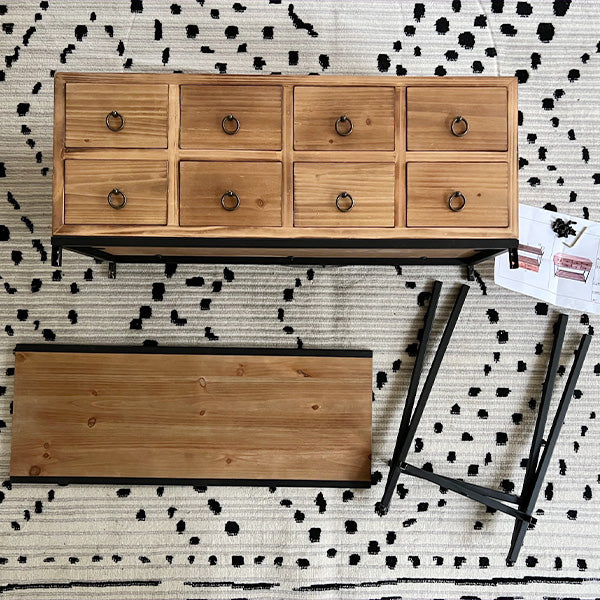 Wooden Apothecary Table with Drawers