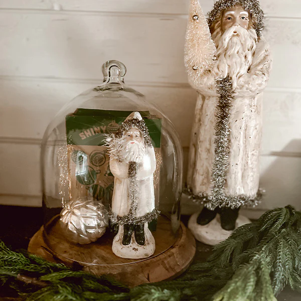 Glass Bell Shaped Cloche with Wood Base