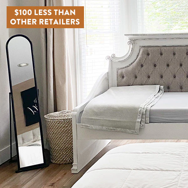 Floor Mirror with Metal Frame and Stand