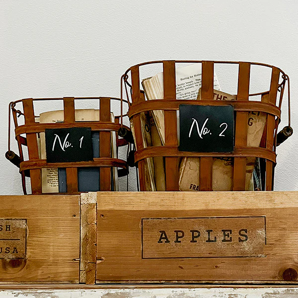 Rustic Numbered Baskets, Set of 3