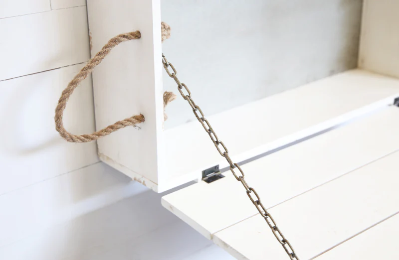 *HUGE* White Washed Wooden Box Shelf