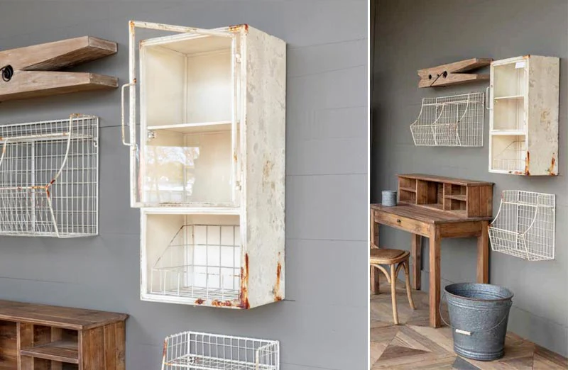 Aged White Water Closet Cabinet