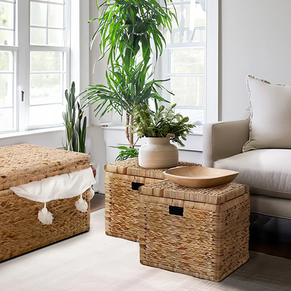 Woven Hyacinth Storage Chests, Set of 3