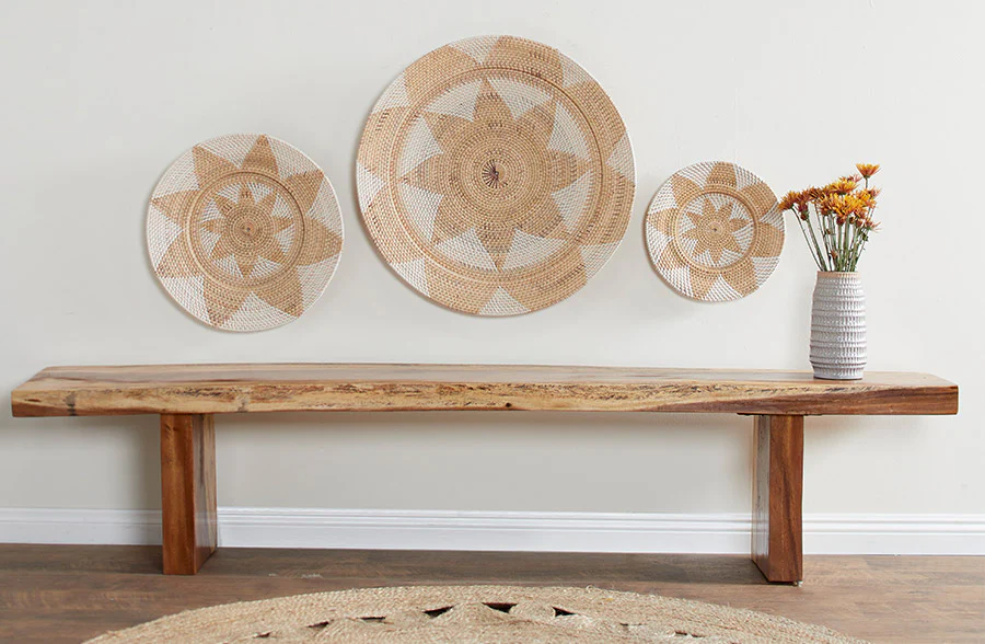 Round Wicker Wall Trays, Set of 3