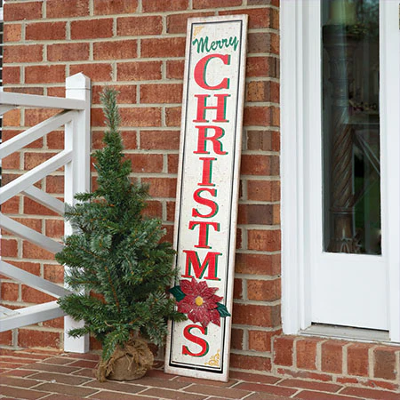 47.5 Inch Tall Merry Christmas Poinsettia Sign