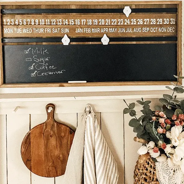 Wooden Framed Chalkboard Perpetual Calendar