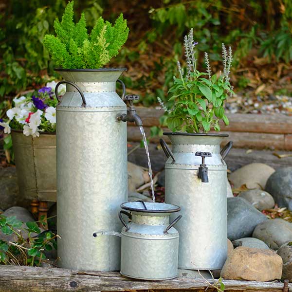 Galvanized Milk Jug Water Fountain