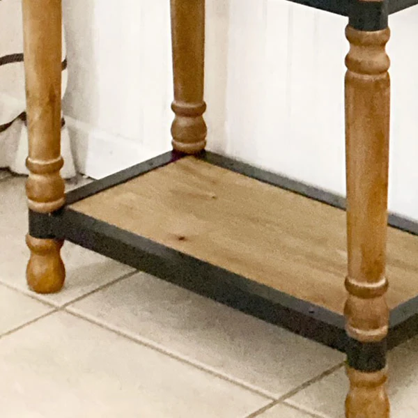 Metal and Wood Spindle Three-Tier Floor Shelf