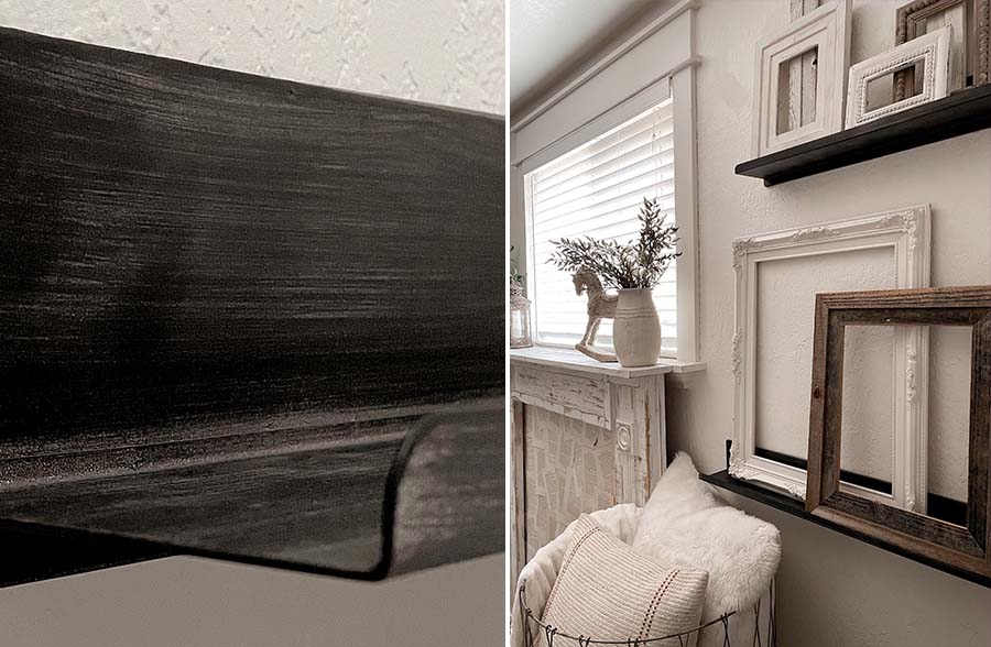 Metal Gunmetal Floating Wall Shelves, Set of 2