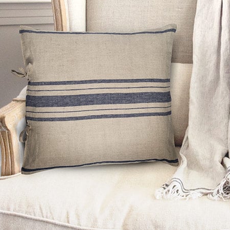 French Navy Striped Throw Pillow