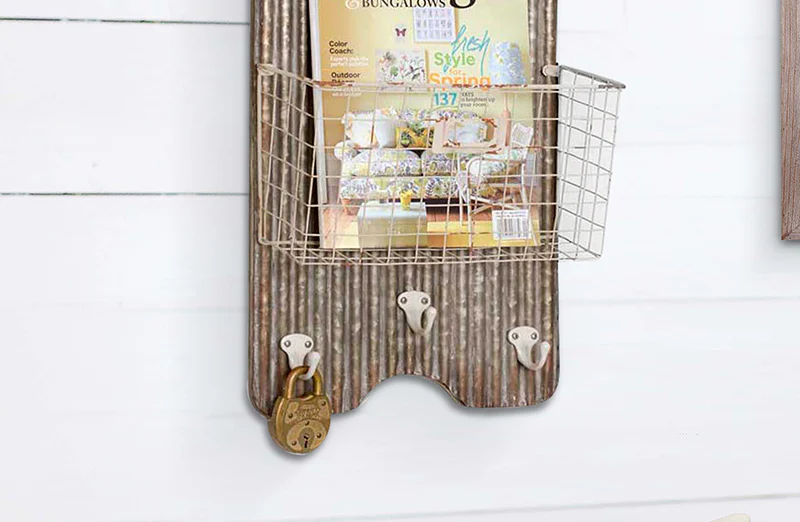 Wall Organizer with Storage Baskets and Hooks