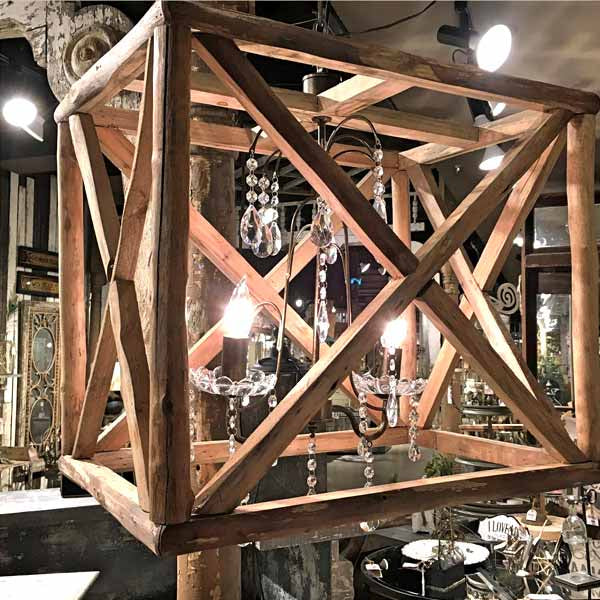 Rustic Wood Frame Chandelier