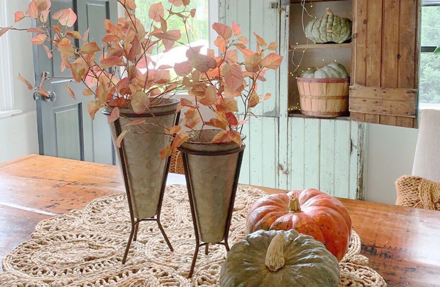 Funneled Galvanized Standing Planters, Set of 2