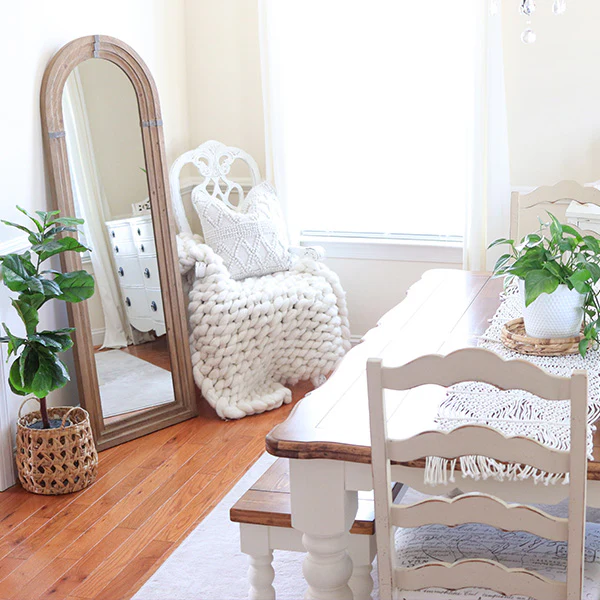 Stacked Edge Wooden Arch Floor Mirror
