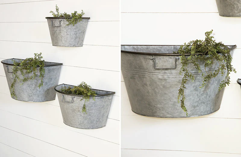 Galvanized Half Bucket Wall Planters