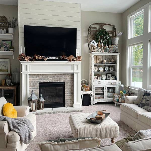 Farmhouse Stripe Fabric Ottoman