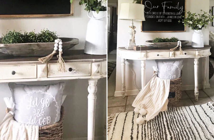 Rounded Edge Wooden Console Table with Drawers