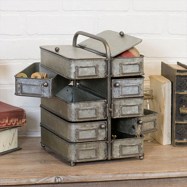 Galvanized Metal Swivel Caddy Organizer