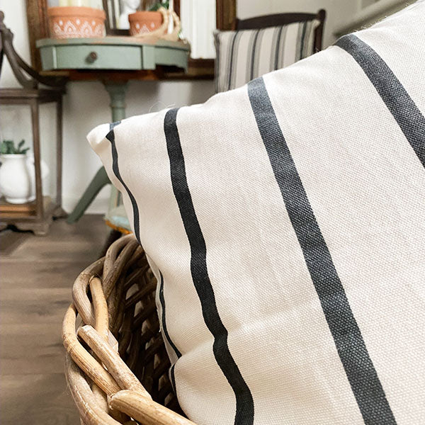 Hand Blocked Mudcloth Striped Pillows, Set of 2