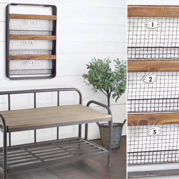 Wood and Metal Wire Wall Organizer