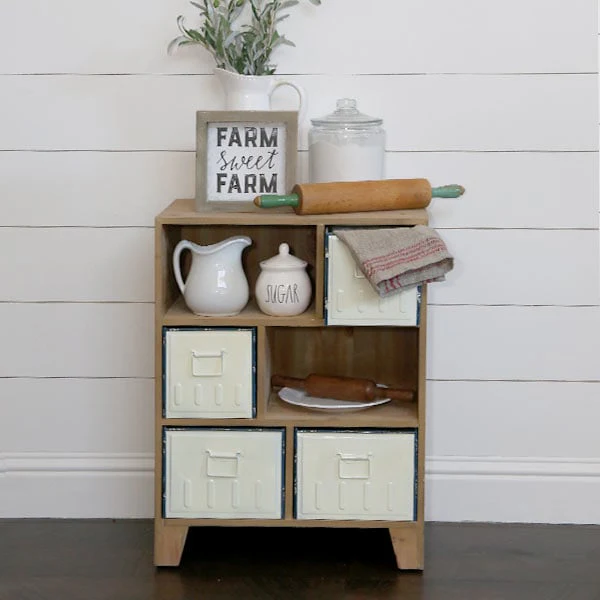 Enamel Drawer Asymmetrical Accent Table