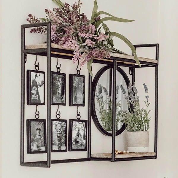 Industrial Mirror and Photo Frame Organizer