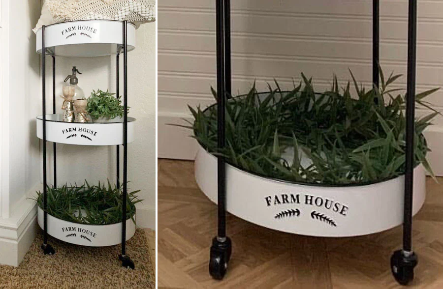 Enamel Farmhouse Three Tiered Rolling Cart