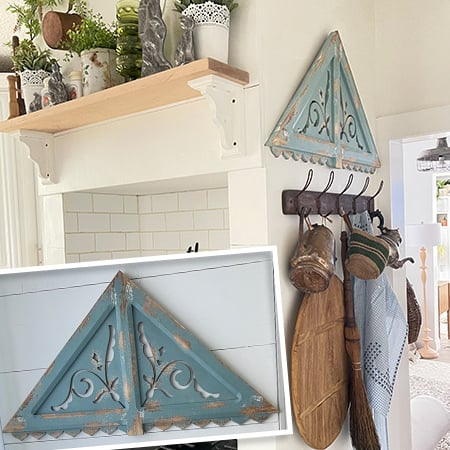 Distressed Teal Wall Gable