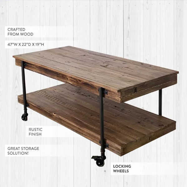 Rolling Coffee Table | Rustic Utilitarian