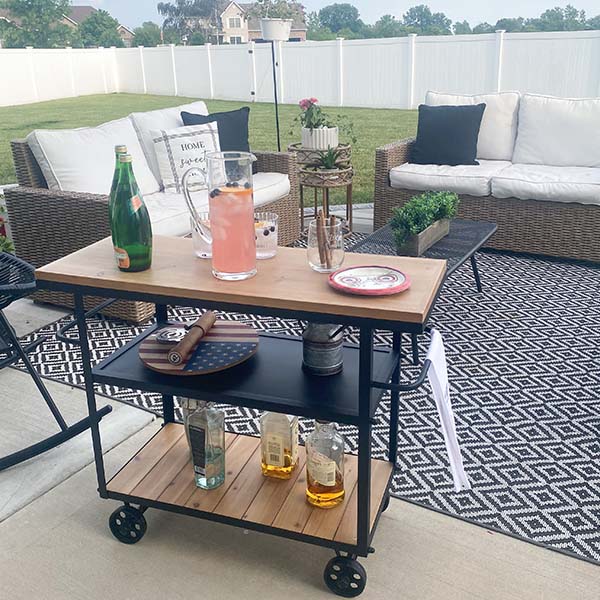 Rustic Industrial Rolling Kitchen Bar Station