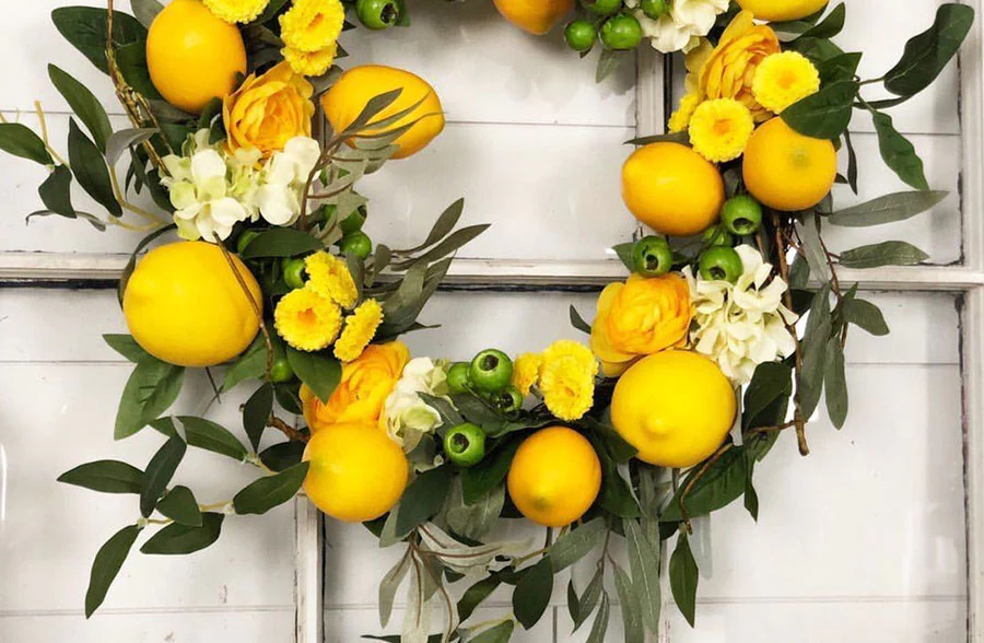 Fresh Citrus and Lush Floral Summer Wreath