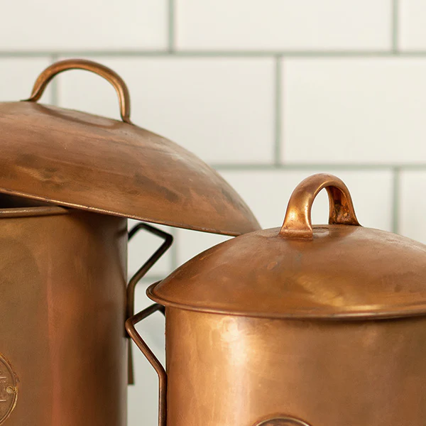 Embossed Vintage Canister Set with Antique Patina, Set of 2