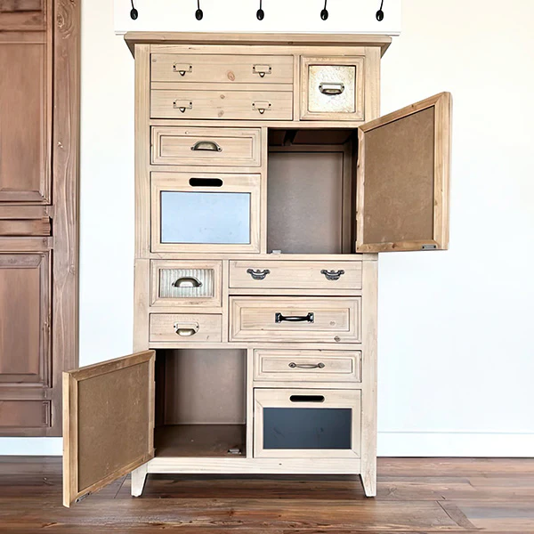 Wood Cabinet with Chalkboard Drawers