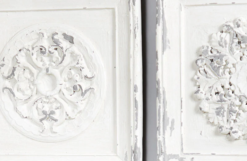 Chippy White Wall Medallions  Set of 4