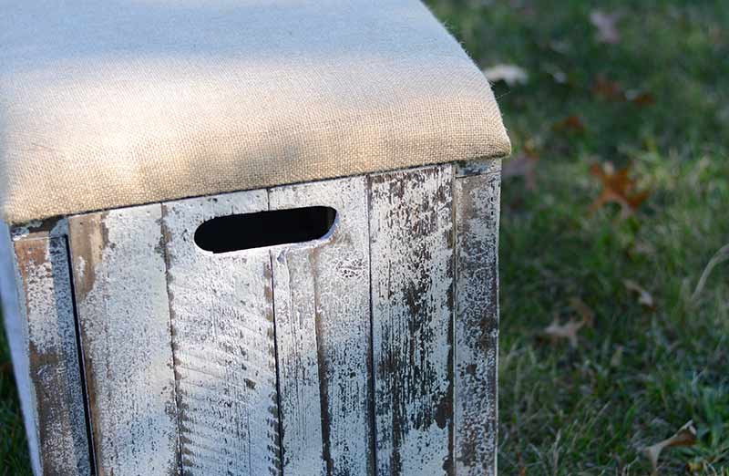 Collapsible Whitewashed Wooden Storage Bench