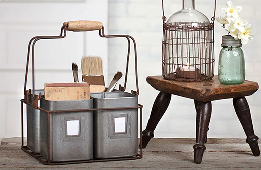 Four Tin Organizer with Handles