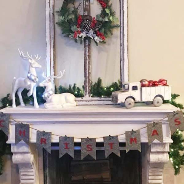 Distressed White Truck Planter