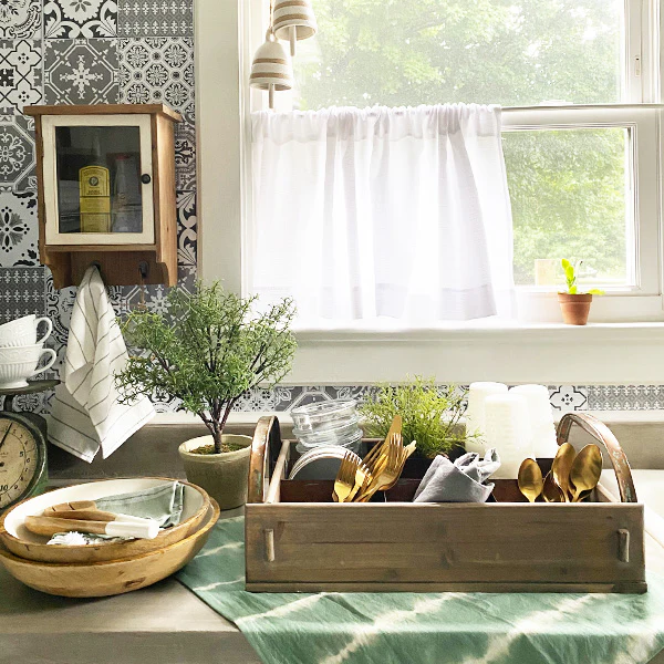 Rusted Patina Southwestern Wood Tray with Handles