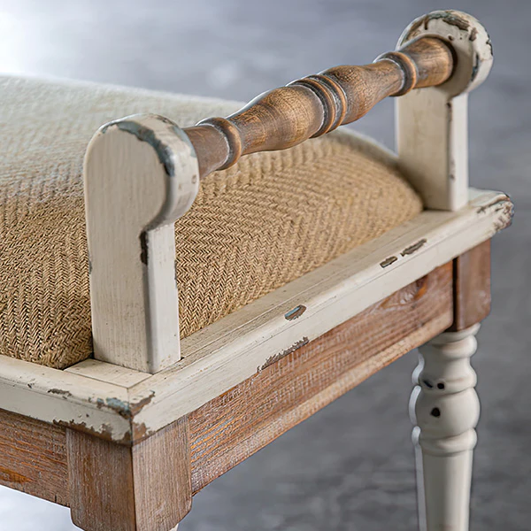 Chippy White Cushioned Bench