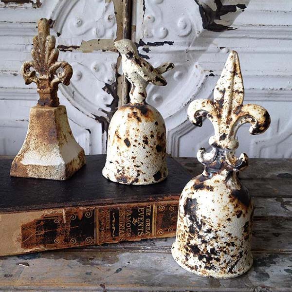 Rusted Patina Vintage Handbells, Assorted Set of 3