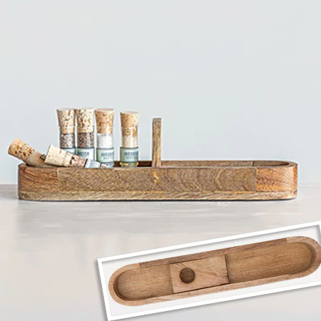 Rounded Edge Long Wooden Tray