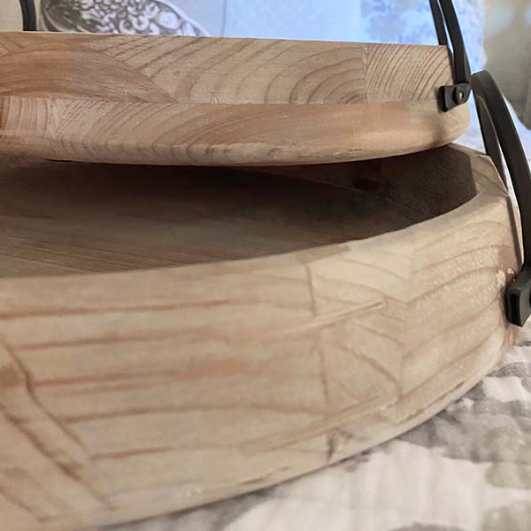 Rustic Round Wooden Trays with Handles, Set of 2