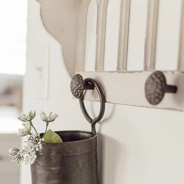 Distressed Victorian Wall Shelf with Hooks