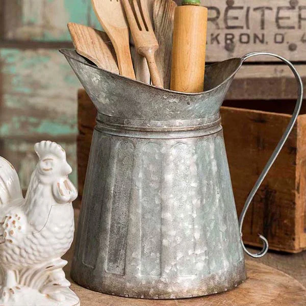 Galvanized Corrugated Milk Pitcher