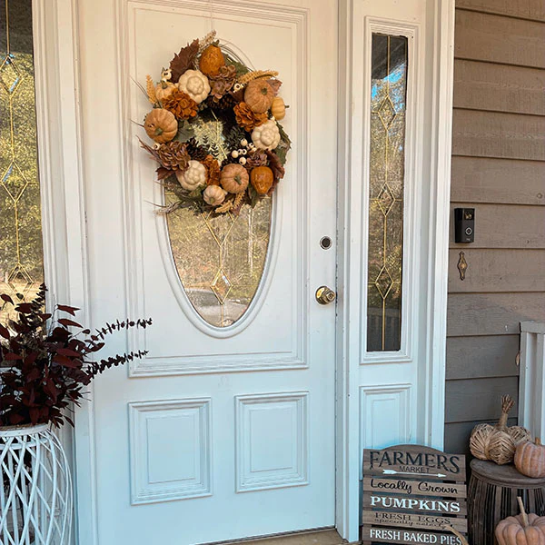 Fall Pumpkin and Pinecone Wreath